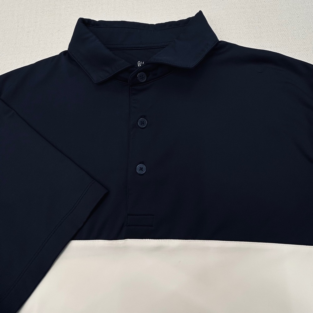 Mizzen + Main Performance Polo Shirt Mens Large Navy White Phil Mickelson Golf